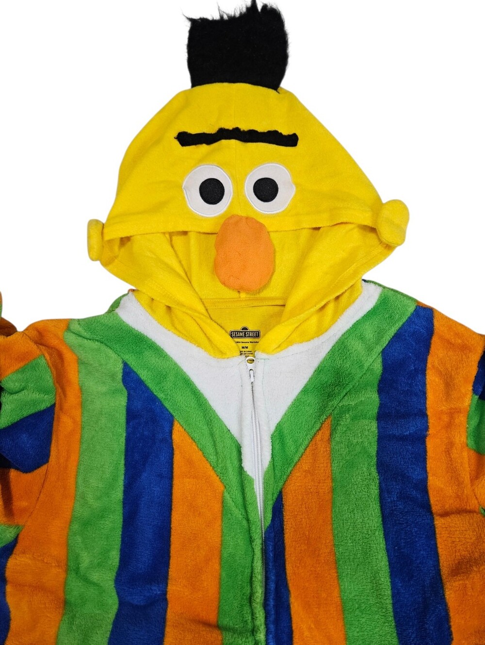 Sesame Street Men’s Green Yellow Purple Orange Striped Bert Onesie Costume M - Picture 6 of 12